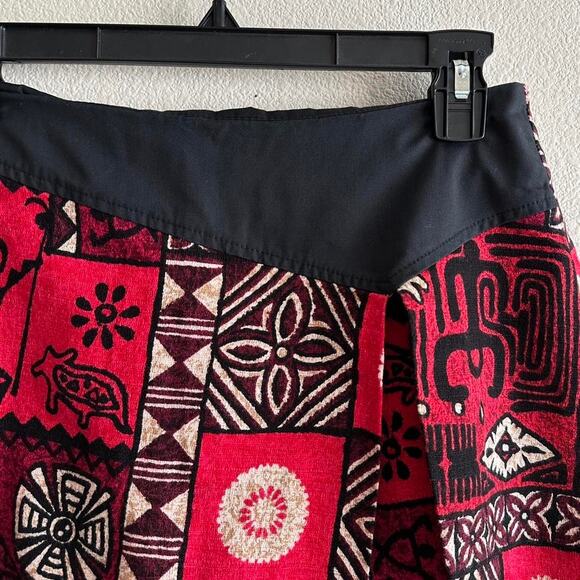 vintage black red native bark cloth print skort - Picture 3 of 5